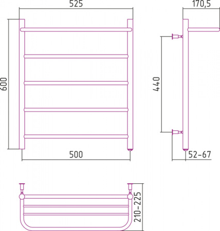 Полотенцесушитель электрический Стилье №30 00530-6050 600х500 