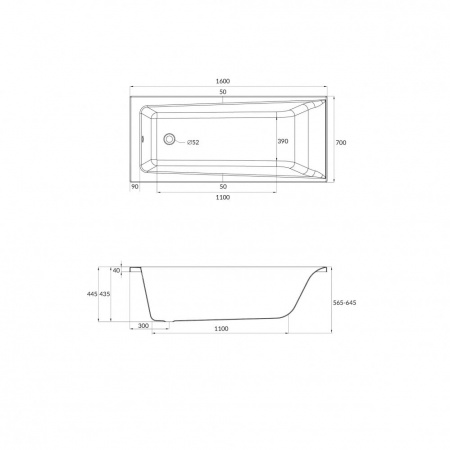 Ванна акриловая Cersanit LORENA 63322 160x70 см. 