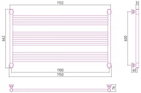 Полотенцесушитель водяной Сунержа БОГЕМА L 00-0202-6011 600х1100 
