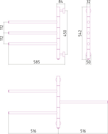 Полотенцесушитель электрический Сунержа ТРИАДА 00-0822-0540 540х585 