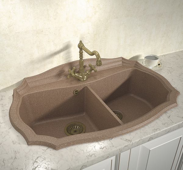 Мойка кухонная керамогранитная Florentina ЭМИЛИЯ 870 20.365.F870.306 87*55 см. капучино