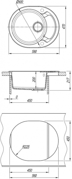 Мойка кухонная из литьевого мрамора Dr. Gans БЕРТА 580 25.040.B0580.405 58*47 см. терра