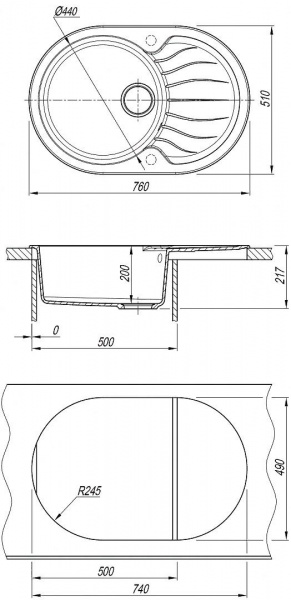 Мойка кухонная из литьевого мрамора Dr. Gans БЕРТА 760 25.040.C0760.402 76*51 см. дюна