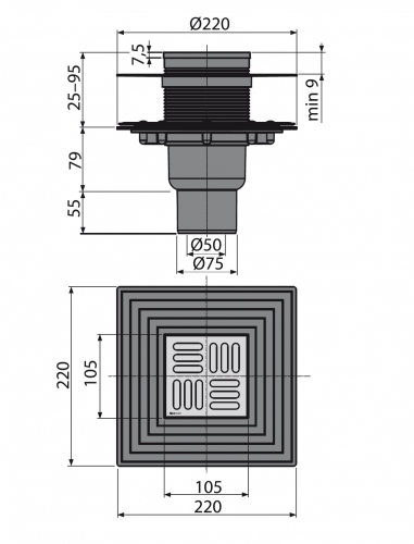 Трап сливной Alcaplast  APV2324  