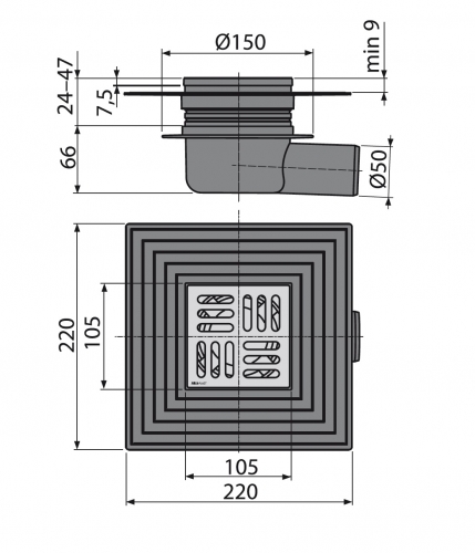 Трап сливной Alcaplast  APV26C  
