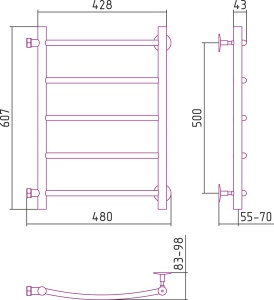 Полотенцесушитель водяной Стилье ВЕРСИЯ-Б2  00612-5040 500х400 
