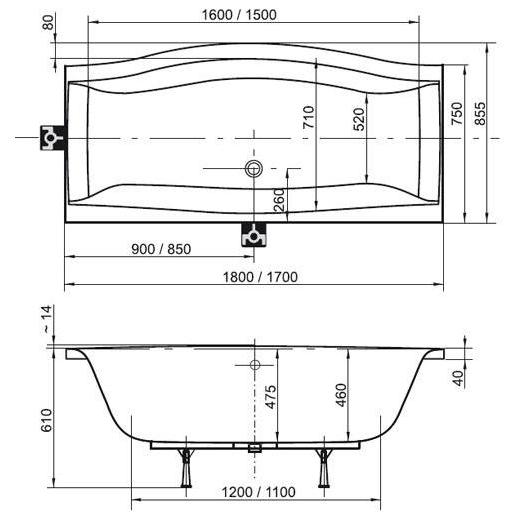 Ванна акриловая Ravak MAGNOLIA C501000000  