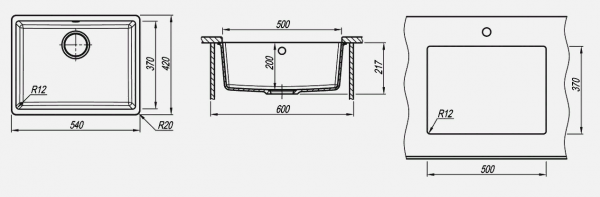 Мойка кухонная керамогранитная Florentina ВЕГА 500 22.320.D0500.105 54*42 см. коричневый