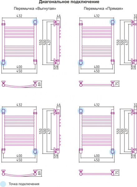 Полотенцесушитель водяной Сунержа БОГЕМА+ 00-0220-5040 500х400 