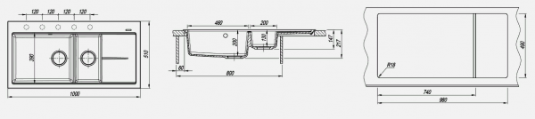 Мойка кухонная керамогранитная Florentina РОССАНА 20.335.E1000.201 100*51 см. жасмин