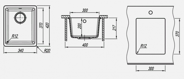 Мойка кухонная керамогранитная Florentina ВЕГА 300 22.305.A0300.105 34*42 см. коричневый