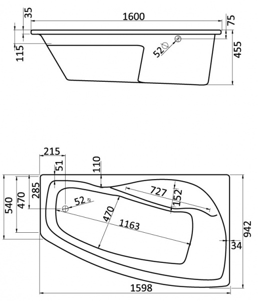 Ванна акриловая Santek МАЙОРКА XL 1.WH11.1.990 160x95 см. правая 