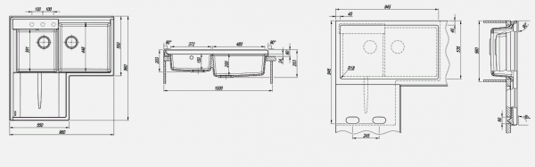Мойка кухонная керамогранитная Florentina АДРИЯ 20.380.L0960.202 96*96 см. шампань